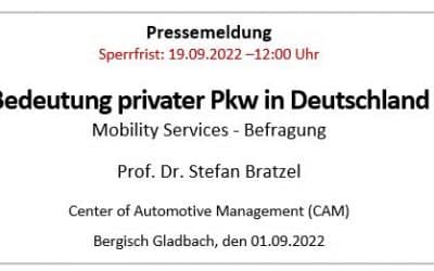 Mobility Services – Befragung: Bedeutung privater Pkw in Deutschland