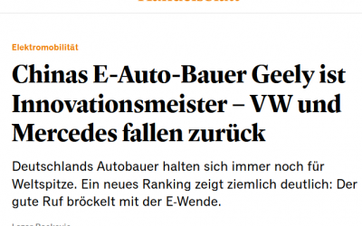 Handelsblatt: Elektromobilität: Chinas E-Auto-Bauer Geely ist Innovationsmeister – VW und Mercedes fallen zurück