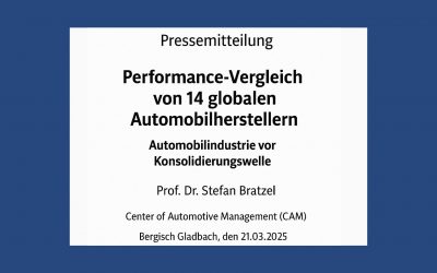 Performance-Vergleich von 14 globalen Automobilherstellern – Automobilindustrie vor Konsolidierungswelle