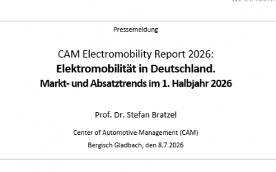 CAM Electromobility Report 2026:Elektromobilität in Deutschland. Markt- und Absatztrends im 1. Halbjahr 2026