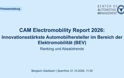Electromobility Report 2026:Innovationsstärkste Automobilhersteller im Bereich der Elektromobilität (BEV):Ranking und Absatztrends